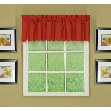 Imagem de Today's Curtain Orleans 30,5 cm Cortina tambour borda recortada, vermelho tijolo, 152,4 cm L x C