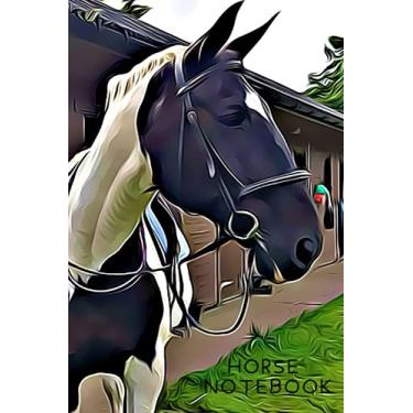 Imagem de Horse Notebook: Blank Lined Notebook Cartoon Piebald Horse Bridle