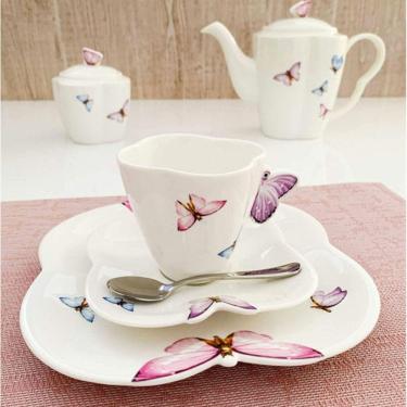 Imagem de Xícara e Prato Sobremesa Borboletas 18pç Porcelana Wolff
