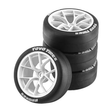 Imagem de YIJU 4 peças rc carro rally drift pneus desgastar resistir 12mm hub substituição durável para tt02 1/10 rc acessório do carro, branco
