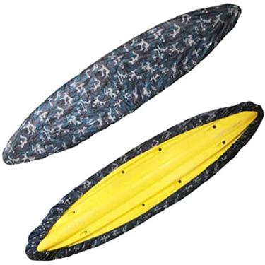 Imagem de Mitef Kayak Canoe capa de poeira de armazenamento à prova d'água proteção UV equipamento de proteção solar barco de pesca, camuflagem azul, adequado para barco de 3,6-4 m/11,8-13 pés
