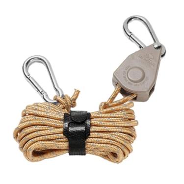 Imagem de menolana Corda cabide catraca tenda tensor de corda tensor tenda cara cordas com mosquetão corda vento para escalada dossel acampamento ao ar livre, M e marrom