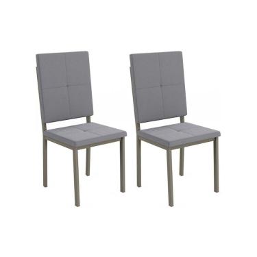 Imagem de Cadeira Sala de Jantar Dallan 2C126 (2 Unidades) - Crome Aço Niquel/Cinza A050 Suede Veludo - Kappesberg