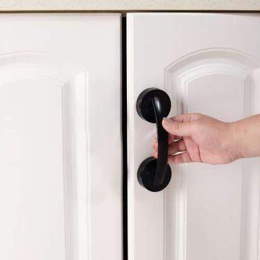 Imagem de Maçaneta de vidro para porta e janela, alças de portas deslizantes de banheiro, alças não porosas, barras de apoio de chuveiro, armários e guarda-roupas sem marcação (preto)