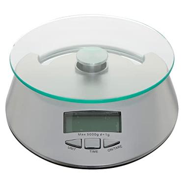 Imagem de Mimo Style Balança Digital de Precisão Vidro para Cozinha Pesa Alimentos em Gramas e Oz, Capacidade de 1g até 5KG - Função Tara Superfície Lisa com Vidro Temperado e Antiderrapante