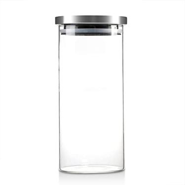 Imagem de Mimo Style Borossilicato Pote Hermético de Vidro com Tampa, Transparente (Inox), 1.3 L
