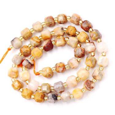 Imagem de Malahill Contas de pedra facetada natural por atacado para fabricação de joias vendidas por saco, 5 fios dentro do cubo de ágata louca de 6 mm