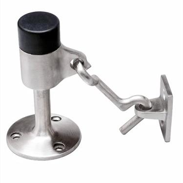 Imagem de Batente de porta resistente com gancho, batente de porta de aço inoxidável com amortecedor de som de borracha montado na parede Suporte de batente de piso de porta, parafusos livres (prata)