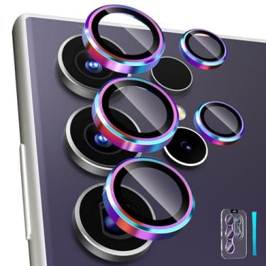 Imagem de CloudValley Protetor de lente para câmera Samsung Galaxy S24 Ultra, vidro temperado 9H e liga de alumínio ultrafina, capa protetora de tela de lente individual para S24 Ultra 5G 2024, colorida