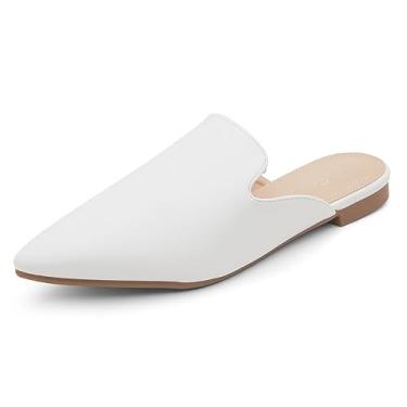 Imagem de Shoe Land Mocassins femininos Cally Mules com bico fino sem costas e costas nuas, Branco, 6