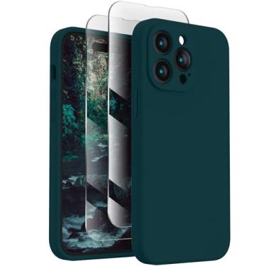 Imagem de FireNova Capa para iPhone 14 Pro Max, silicone atualizado [proteção da câmera] para iPhone 14 ProMax capa com [2 protetores de tela], forro de microfibra macio anti-arranhões dentro, 17 cm, azul-petróleo