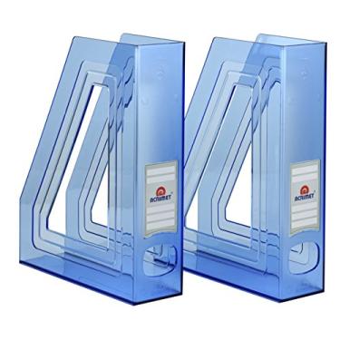 Imagem de Acrimet Porta Revistas Classic Line, Organizador de Escritório, Cor Azul Clear, 2 Peças, Ref. 277.4