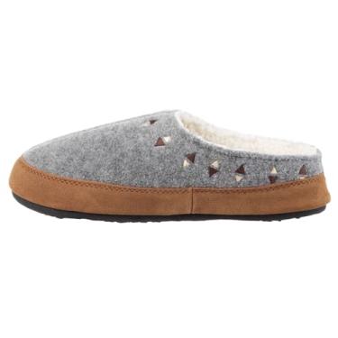 Imagem de Acorn Chinelo feminino com forro berbere, revestimento de camurça e sola durável antiderrapante para uso interno/externo, Cinza, 9.5-10.5