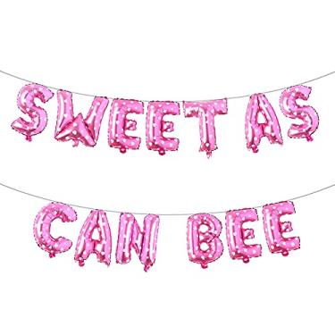 Imagem de Balões Sweet As Can Bee Banner de chá de bebê Mommy to Bee/Bee Revelação de gênero/Bee Welcome Baby Tema Festa Aniversário Decoração (Sweet AS CAN BEE Coração Rosa)