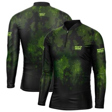 Imagem de Camisa de Pesca Proteção Solar UV Combate Estonada Verde - Mar Negro-Unissex