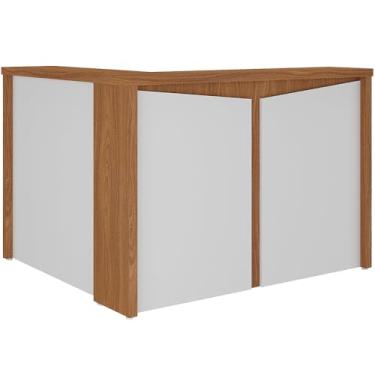 Imagem de Balcão de Atendimento Para Recepção em L Unik A02 Freijó Branco - Lyam Decor
