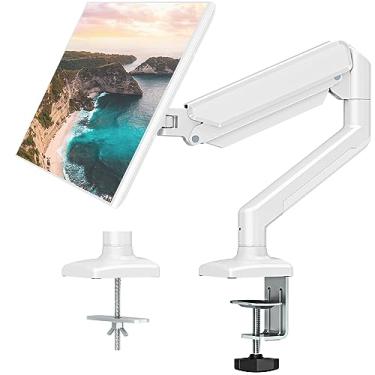 Imagem de ErgoFocus Braço de montagem de monitor único para até 81 cm, suporte de mesa comporta tela de computador de 2 a 9 kg, mola a gás de movimento total, VESA, branco