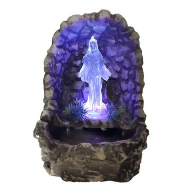 Imagem de Fonte de água decorativa Iemanjá gruta com luz colorida