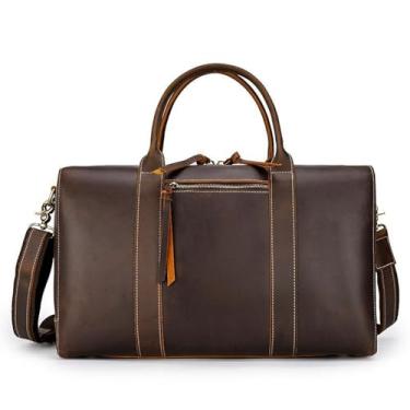 Imagem de Pasta de couro genuíno para laptop de 15,6 polegadas grande bolsa de ombro para escritório e negócios, a