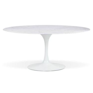 Imagem de Mesa De Jantar Saarinen Oval 180x100 Cm Mármore Branco Extra Base Branca
