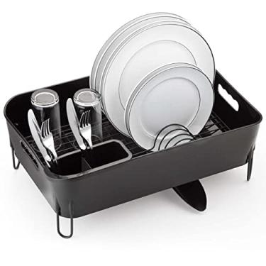 Imagem de Escorredor de Louça Preto 12 Pratos Escoamento de Agua