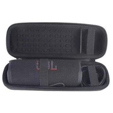 Imagem de Bolsa capa estojo case protetora rígida compartimento interno para carregador e cabo compatível com JBL Flip 6 e 5