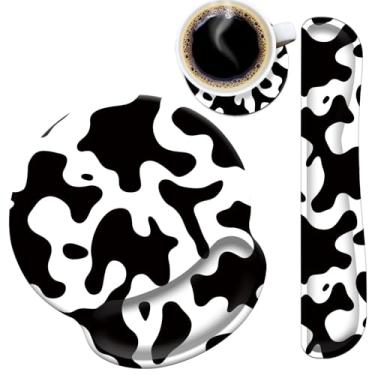 Imagem de Mouse pad suporte de pulso e teclado almofada de descanso de pulso com base de borracha antiderrapante, mouse ergonômico para jogos para escritório em casa, estudo, digitação fácil e alívio da dor,