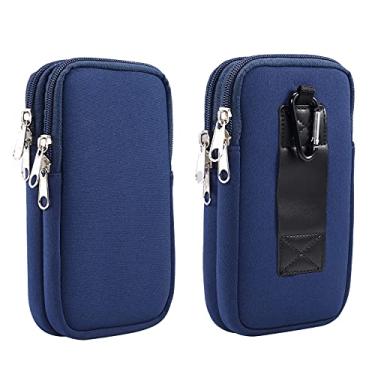 Imagem de Capa para celular de neoprene universal de camada dupla, coldre com zíper para iPhone 12 Pro Max 11 Pro Max XR XS Max/Google Pixel 5 4a 5G 4XL 3a 3XL / OnePlus 9 9R 9 Pro 8 8T Nord 7 7T (azul)