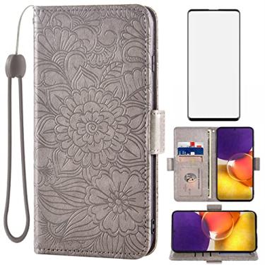 Imagem de Capa carteira compatível com Samsung Galaxy A82 5G/Quantum 2 e protetor de tela de vidro temperado, suporte para cartão, capa flip magnética de couro para celular Glaxay A 82 G5 Gaxaly 82A S82