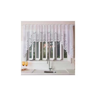 Imagem de Cortina para Cozinha Interlar 300x100 cm Renda Cascata Arabesco Branco