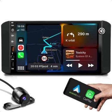 Imagem de Kit multimidia com funcões carplay bluetooth e espelhamento + moldura 