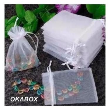 Imagem de Saco Organza Tule Saquinho 10x15 - Branco - 100 Unidades - OKABOX