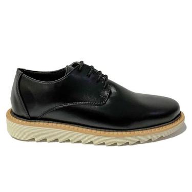 Imagem de Sapato Masculino Elegante Derby Tratorado Couro Eco Preto  - Rota Shoe