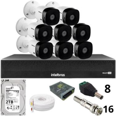 Imagem de Kit 8 Câmeras Intelbras 1220b Full Hd Dvr Mhdx 1016-c Intelbras Com De