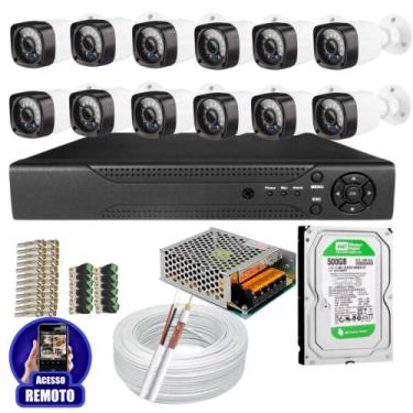 Imagem de Kit Cftv 12 Câmeras Segurança Infravermelho 20 Metros Dvr Multi Hd 16c