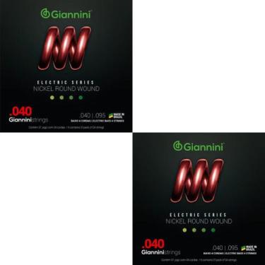 Imagem de Kit 2 Encordoamento Baixo Giannini Electric GEEBRL Nickel 4C .040"