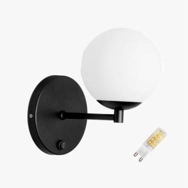 Imagem de Arandela Interna Parede c/ Interruptor Botão Preto + Led - Arandela de