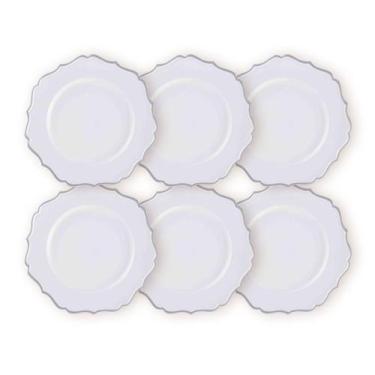 Imagem de Kit 6 Un Sousplat Branco Com Prateado 33Cm Rafimex