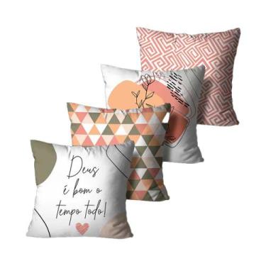 Imagem de Kit 4 Capas de Almofadas Decorativas Frese Colorido 45x45 - mdecore
