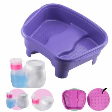 Imagem de Kit Porta Acetona/Algodão + Bacia Pés Pedestal Pedicure Manicure Salão