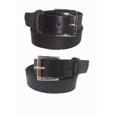 Imagem de Kit com 2 Cintos Masculino De Couro 3,5 cm Largo Fivela em Inox Fabric