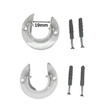 Imagem de Par suporte flange 19mm para cortina de ilhós - DECOR LIDER, Branco