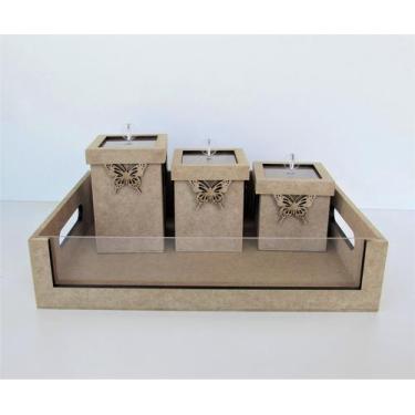 Imagem de Bandeja com potes para quarto bebê modelo borboleta - VIA DA ARTE