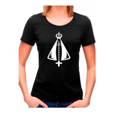 Imagem de Camiseta Baby look preta nossa senhora Aparecida cruz - Dogs , Preto, 