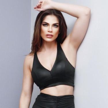 Imagem de Cropped para Malhar Preto com Bojo Removível em Cirrê Feminino - Fitmo