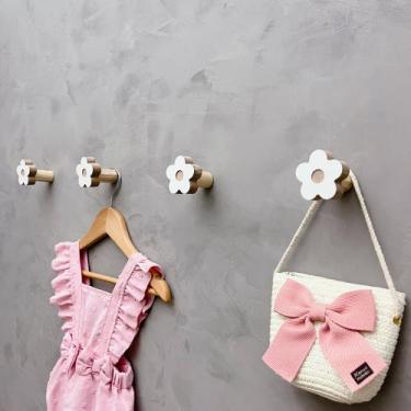 Imagem de 4 Ganchos de parede flor infantil decoração baby 4Flbb15c - Souvenir D