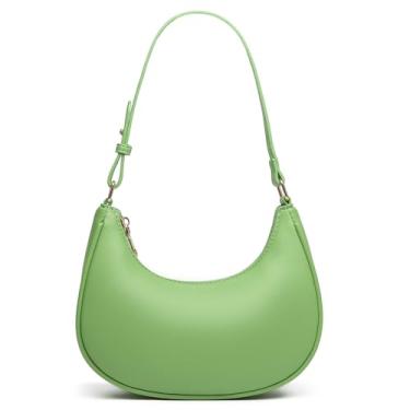 Imagem de WuliTown Bolsas de ombro para mulheres, linda bolsa Hobo Tote Mini Clutch com fecho de zíper, Verde