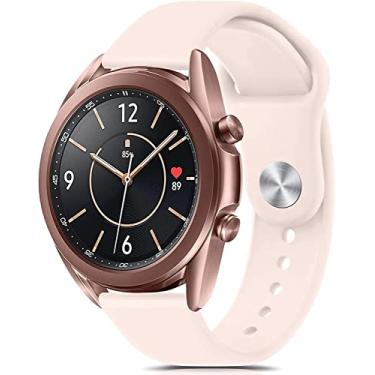 Imagem de Meliya Pulseira para Samsung Galaxy Watch 3 de 41 mm, mulheres e homens, pulseira esportiva de silicone macio ajustável de 20 mm para Galaxy Watch 3 de 41 mm (areia rosa)