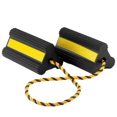 Imagem de BYERNAUTO Calços de roda de borracha resistente - Rolha de bloco de pneus para trailers de viagem trailers RV aeronave carro camião de campismo, calços de pneu antiderrapantes com corda de nylon fita