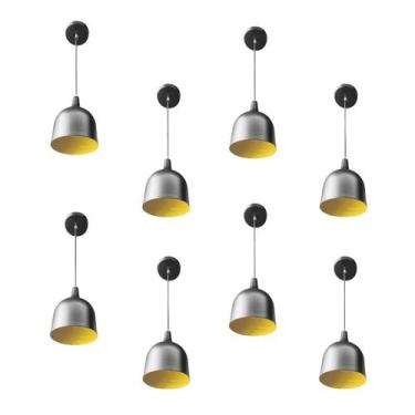 Imagem de Kit 8 Luminária Pendente Gota Com Interior Amarelo Com Fiação 110/220v